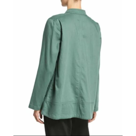 Eileen Fisher Green Organic Cotton Army Utility Cargo Jacket Size PM - Picture 2 of 7